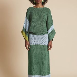 Falda mujer calada listado asimétricas