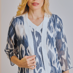 Conjunto mujer (top + chaqueta) de gasa lentejuelas