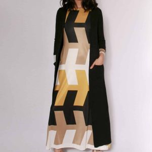 Chaqueta mujer punto larga con aberturas laterales