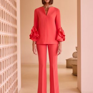 Conjunto mujer de fiesta (blusón mangas + pantalón)