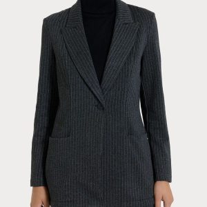 Americana mujer cuello solapa rayas