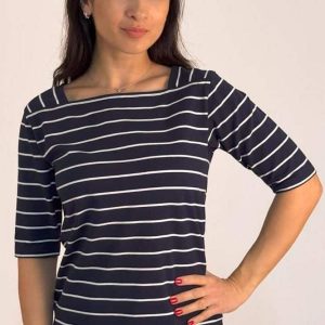 Camiseta mujer manga corta estampada rayas