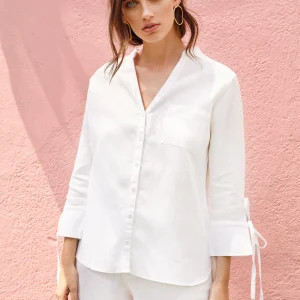 BLUSA CAMISERA BLANCA CASUAL PARA MUJER PALERMO