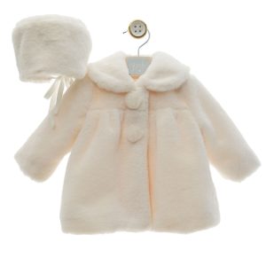 Abrigo blanco roto de pelo super suave «Familia Pelo» YOEDU