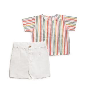Conjunto pantalón y camisa rayitas multicolor «Familia Abrego» JULIANA
