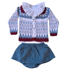 Culotte faldita, blusita cuello redondo y chaqueta jacquard «Familia Emocionar» MAC ILUSION»