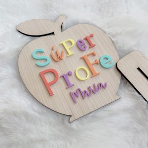 Manzana escritorio “SÚPER PROFE” (madera y metacrilato)