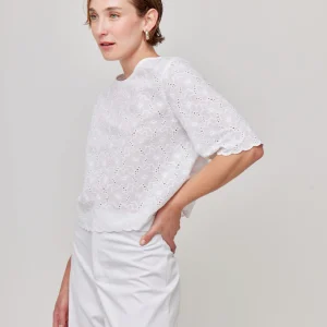 BLUSA BLANCA MANGA CORTA PARA MUJER GUIMAR