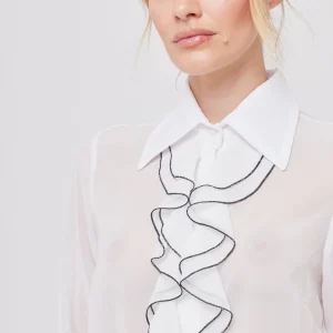 BLUSA BLANCA FORMAL MANGA LARGA PARA MUJER COCO