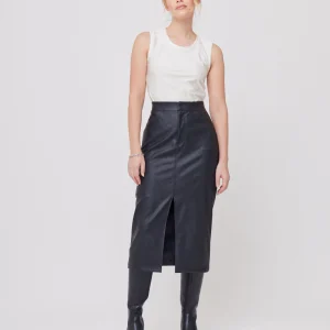 FALDA LARGA NEGRA DE VINIPIEL PARA MUJER MARE