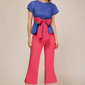 BLUSA BICOLOR MANGA CORTA PARA MUJER