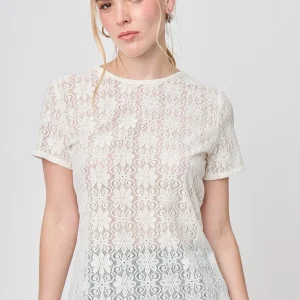 BLUSA BLANCA DE ENCAJE MANGA CORTA VIANA